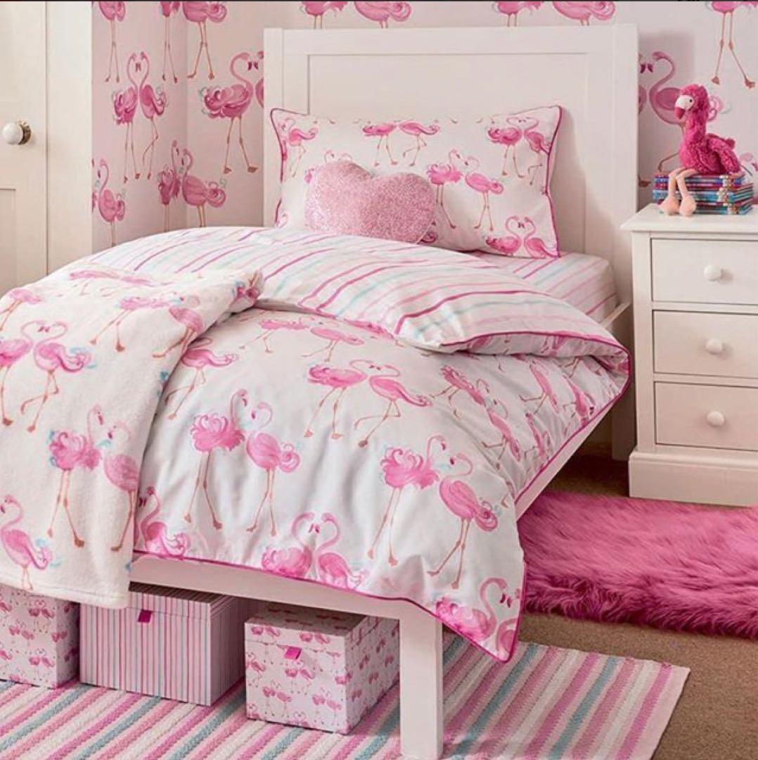 UK輸入　シングル新品セット　ローラアシュレイ　プリティフラミンゴ