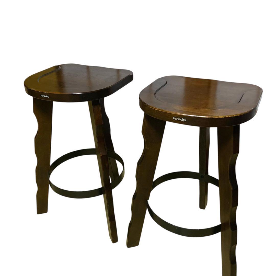 ②【ヴィンテージ】カリモク ルスティック ハイチェア バースツール スツール