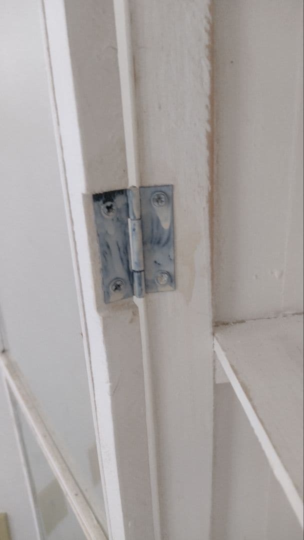 ホワイト木製キャビネット ガラス扉 6棚