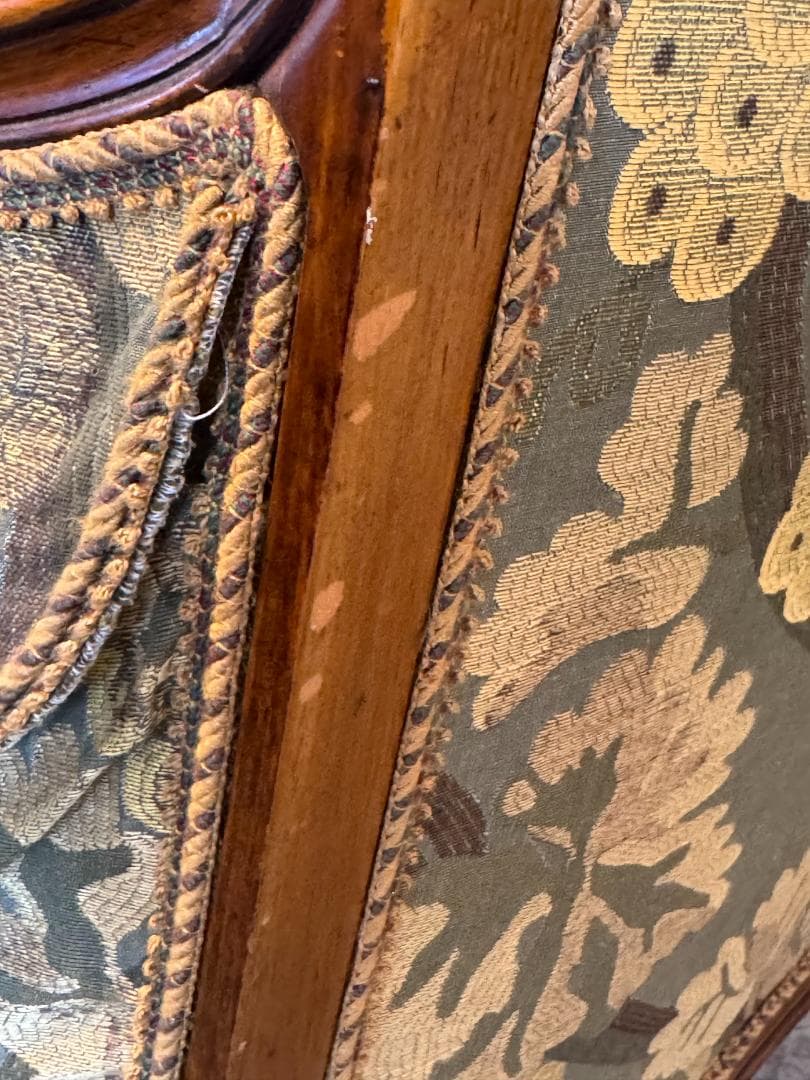 ハイバックアームチェア アンティーク 猫脚 グリーン系 1人掛けソファ イタリア