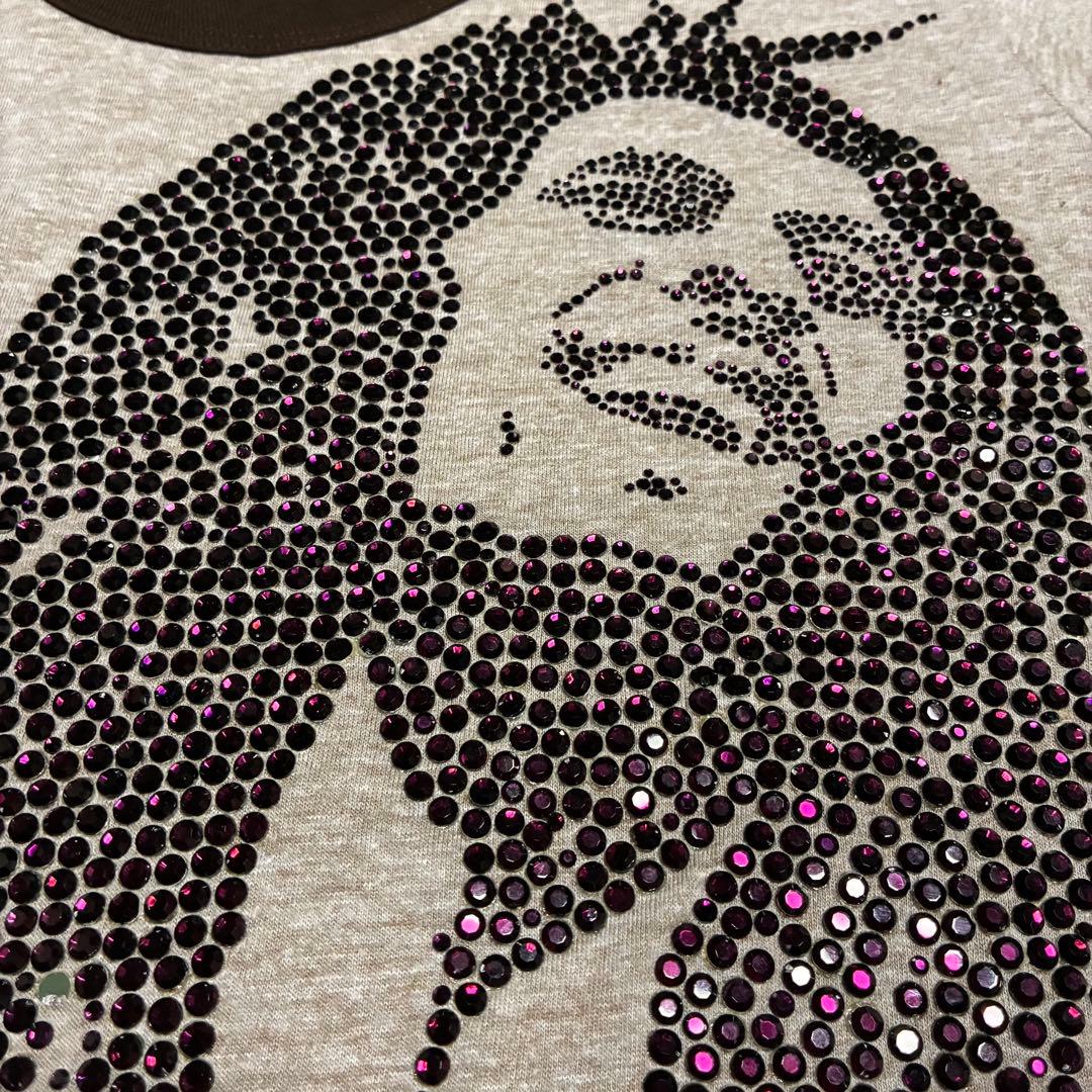 希少 アイコニッククチュール ボブマーリー Tシャツ リンガーラインストーン M