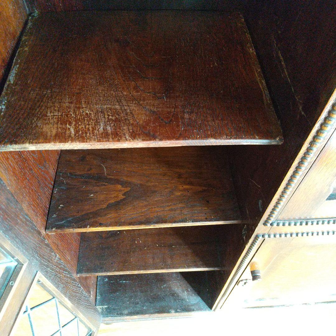 イギリス　アンティーク家具　ビューロー　オーク　本棚　サイドバイサイド