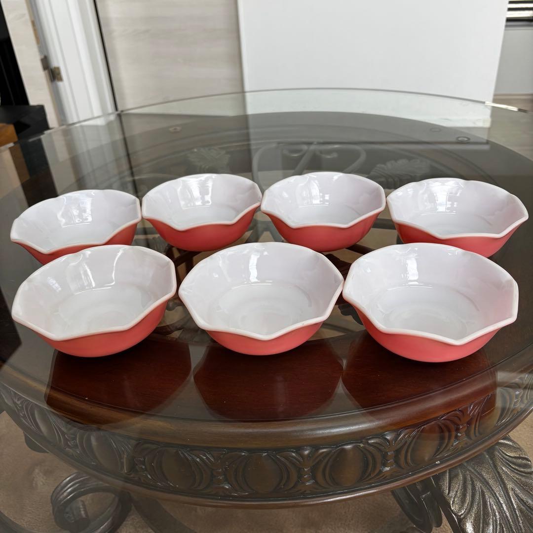 ヘーゼルアトラス　リップル　ピンク　小ボウル　7個