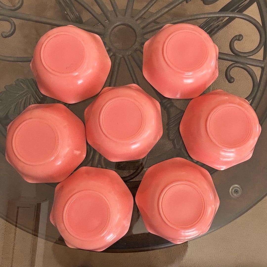 ヘーゼルアトラス　リップル　ピンク　小ボウル　7個