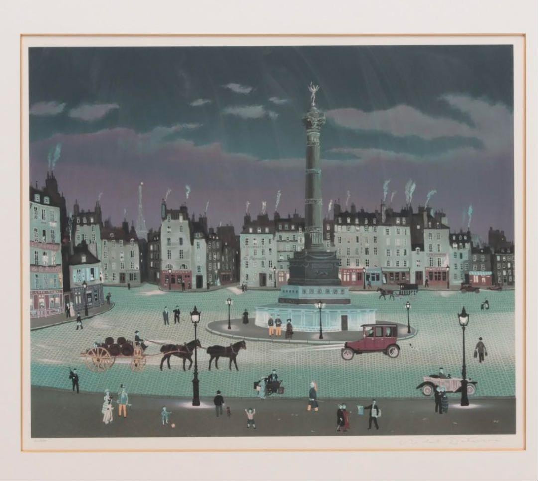 【値下げ】ミッシェル・ドラクロワ リトグラフ 「バスティーユ広場の夜」 サイン有