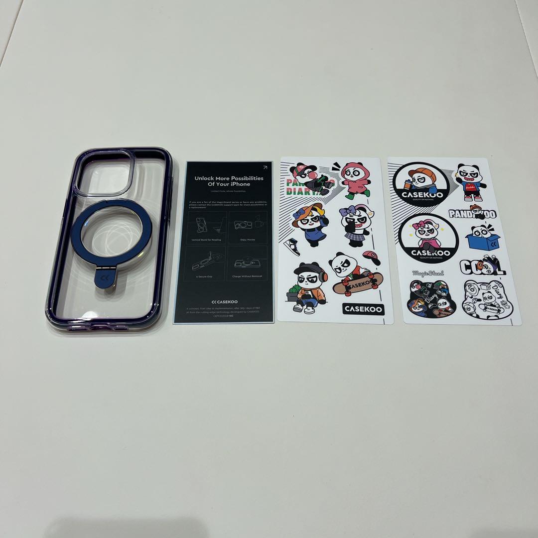 iPhone 15 Pro 用 ケース 超強磁力 マット 薄型 透明 ネイビー