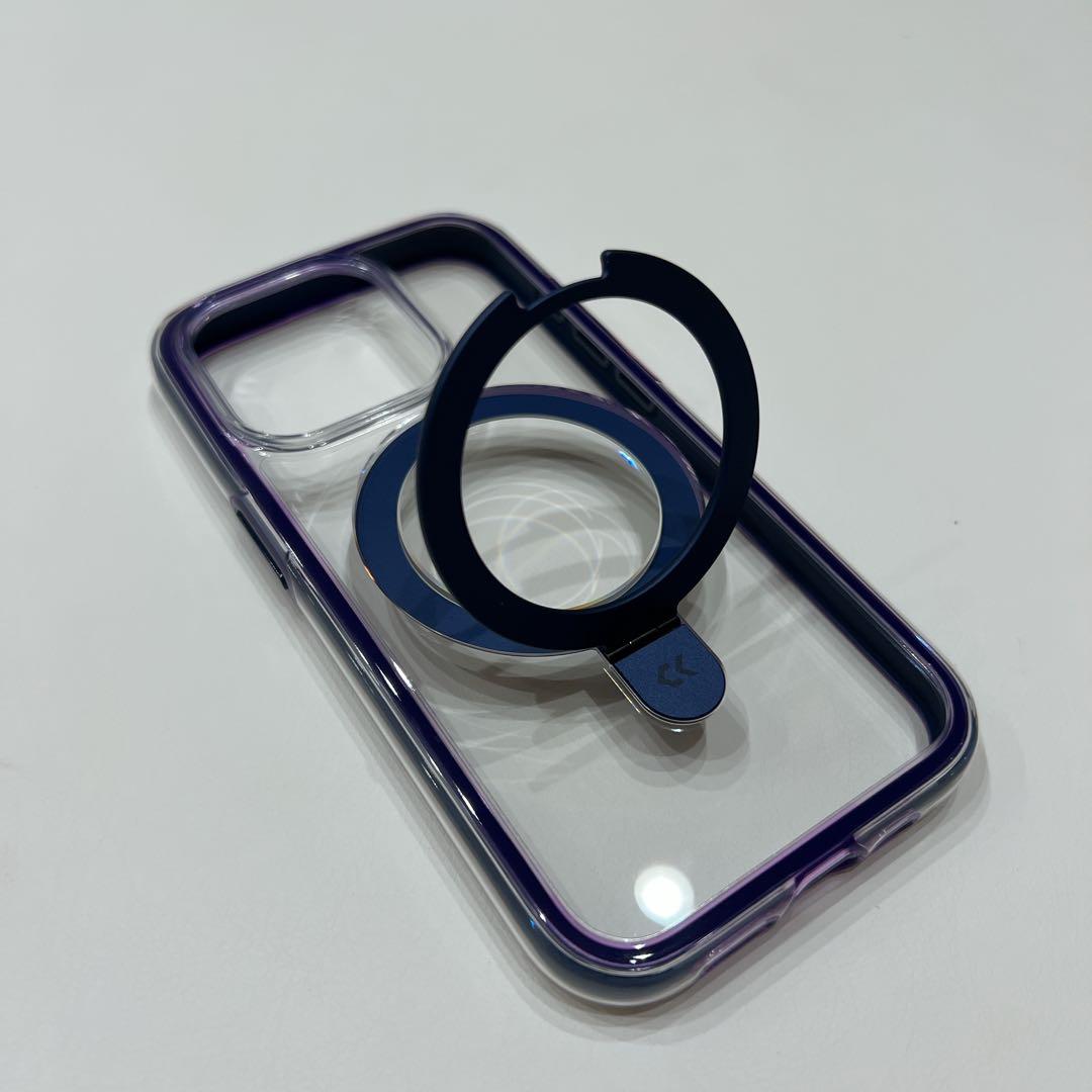 iPhone 15 Pro 用 ケース 超強磁力 マット 薄型 透明 ネイビー