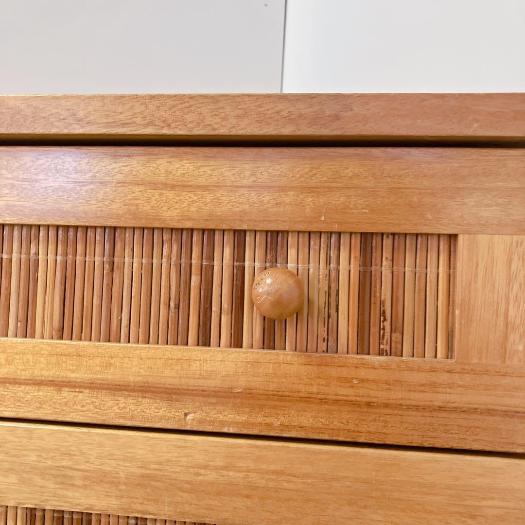 ラタン　籐　4段チェスト　タンス　箪笥　木製チェスト　サイドチェスト　キャビ