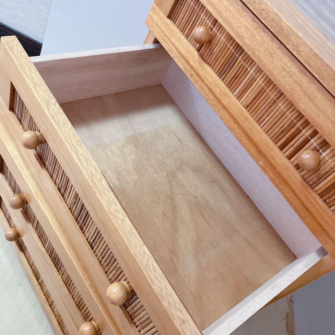 ラタン　籐　4段チェスト　タンス　箪笥　木製チェスト　サイドチェスト　キャビ