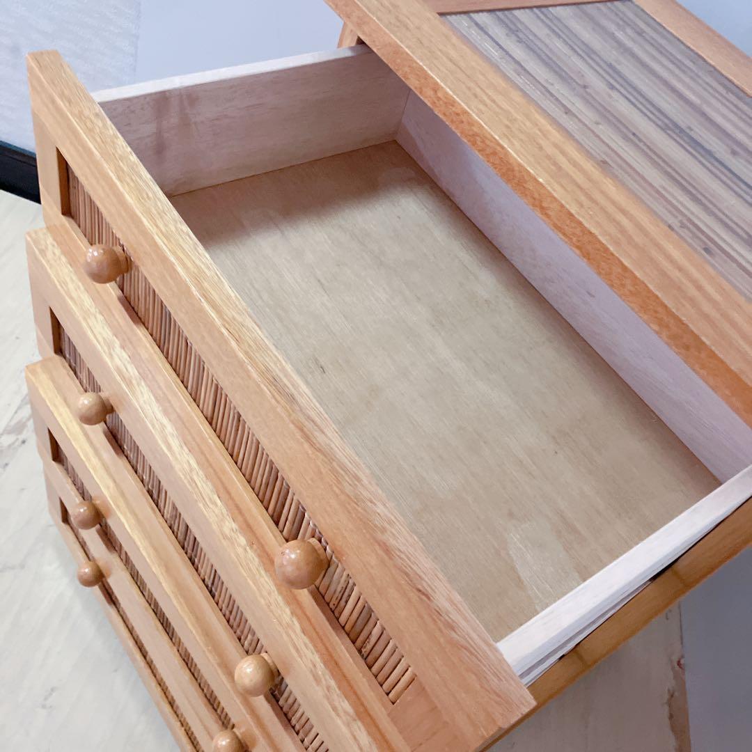 ラタン　籐　4段チェスト　タンス　箪笥　木製チェスト　サイドチェスト　キャビ