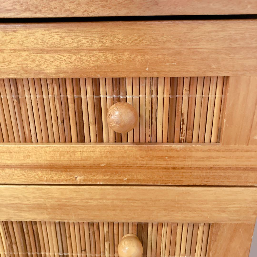 ラタン　籐　4段チェスト　タンス　箪笥　木製チェスト　サイドチェスト　キャビ