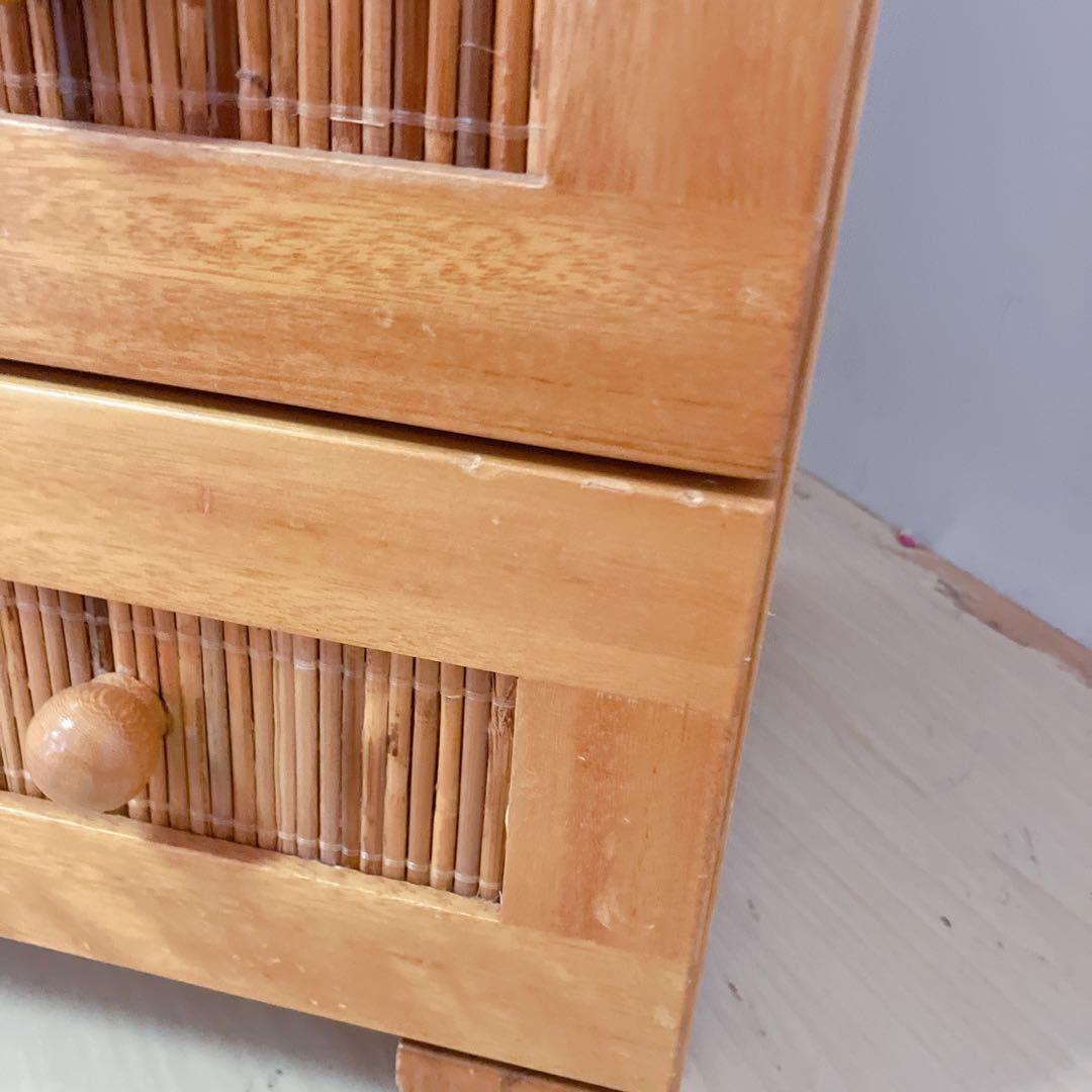 ラタン　籐　4段チェスト　タンス　箪笥　木製チェスト　サイドチェスト　キャビ