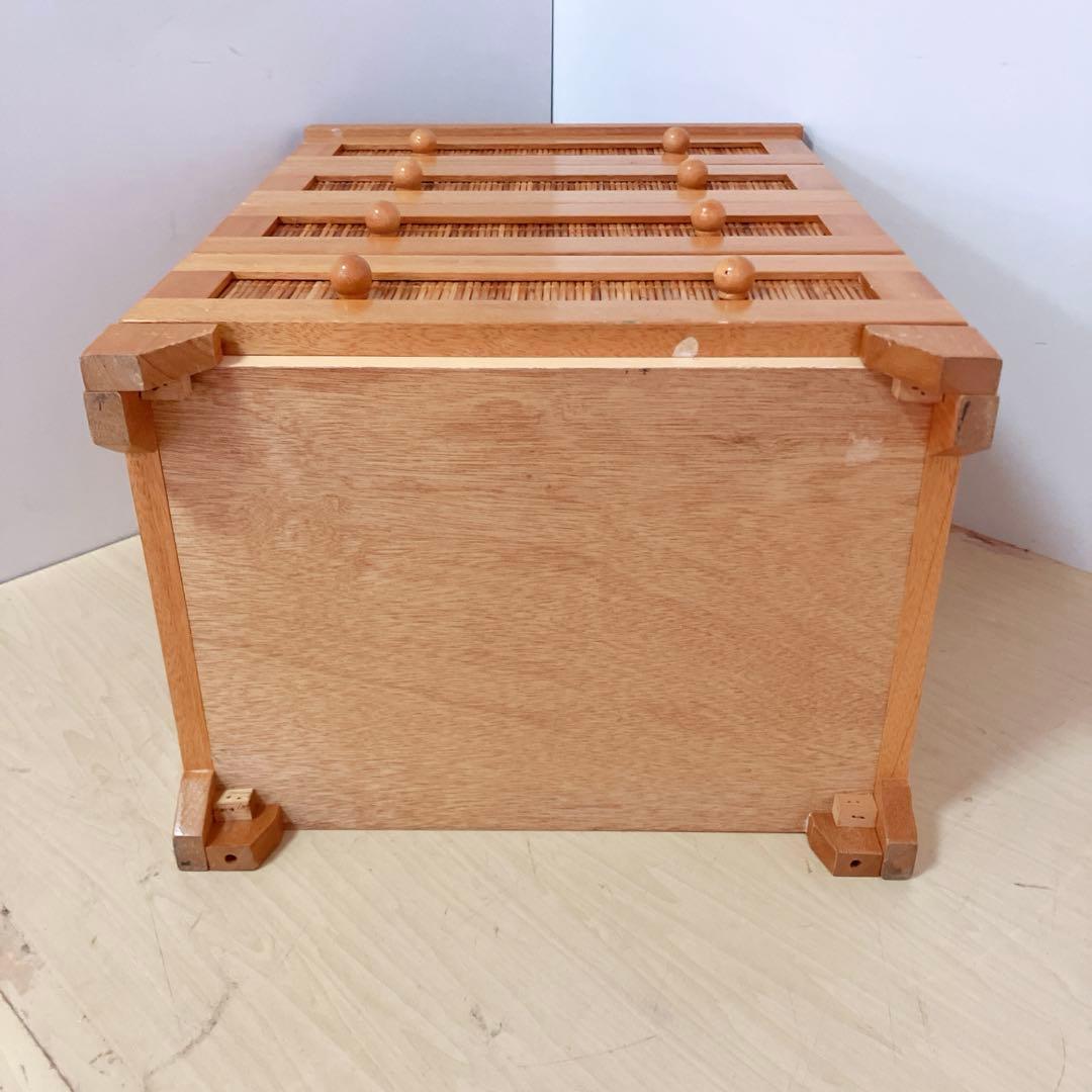 ラタン　籐　4段チェスト　タンス　箪笥　木製チェスト　サイドチェスト　キャビ