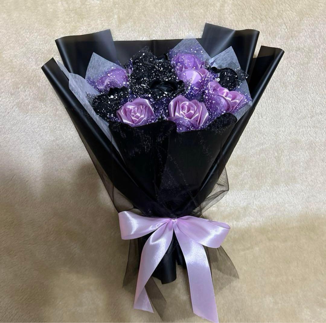 11本黒紫バラブーケ　プレゼント お祝い 枯れない花 永生薔薇　特別な人へ