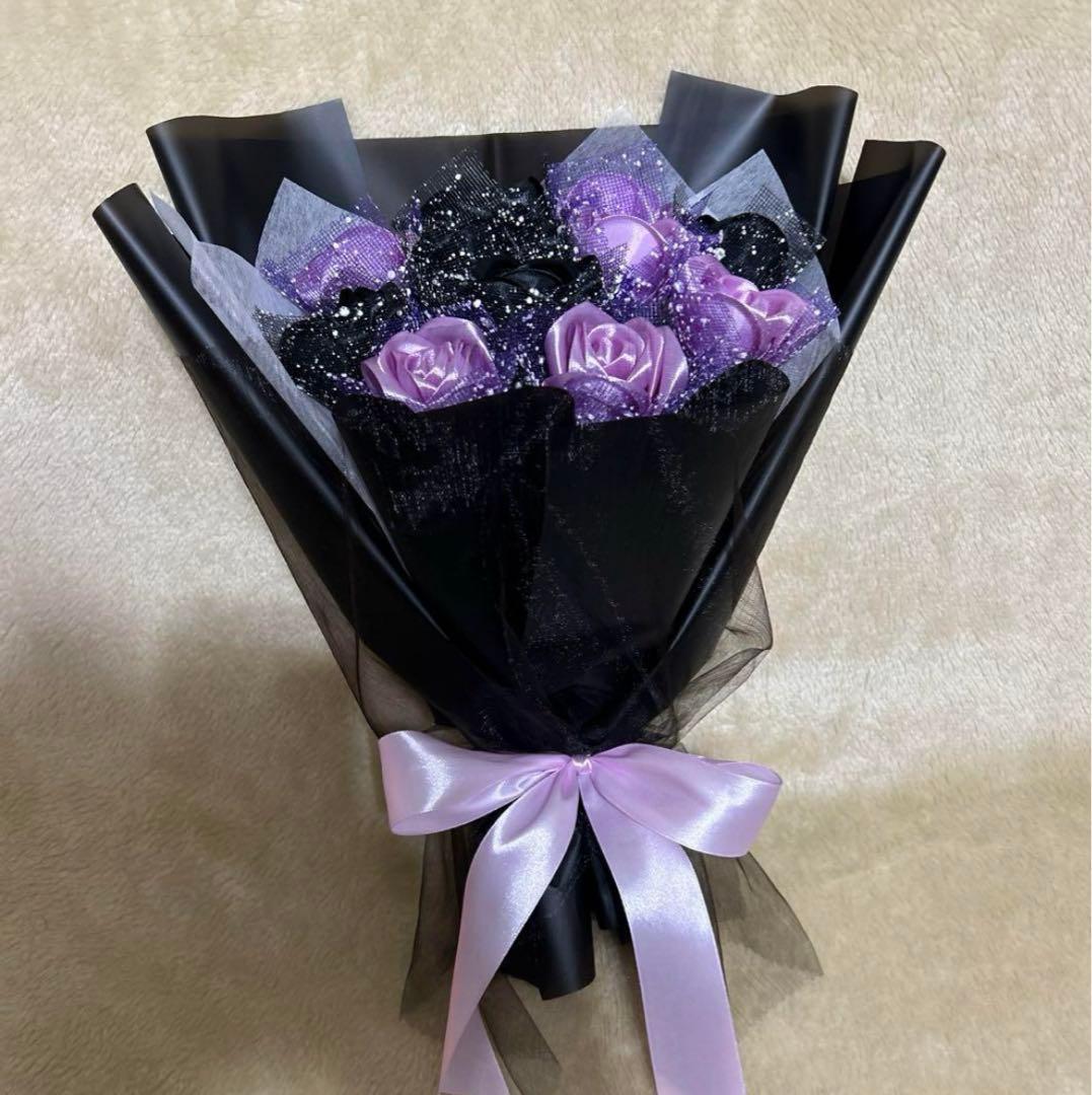 11本黒紫バラブーケ　プレゼント お祝い 枯れない花 永生薔薇　特別な人へ