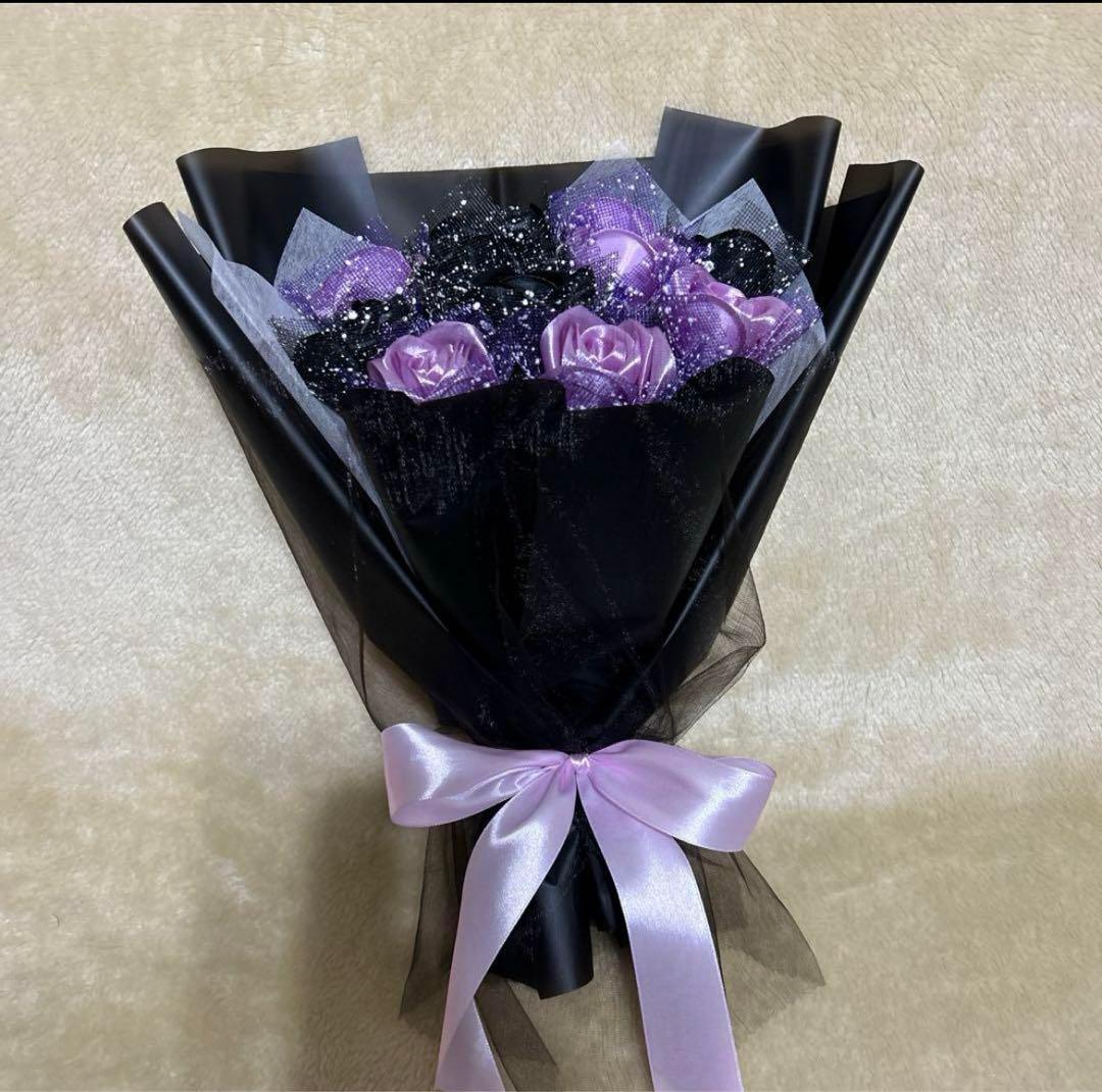 11本黒紫バラブーケ　プレゼント お祝い 枯れない花 永生薔薇　特別な人へ