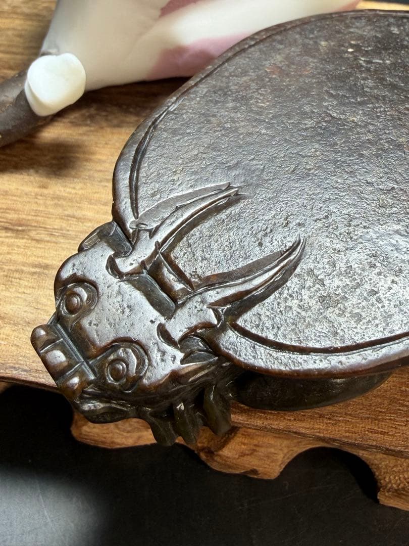 本物和田玉★大きめ籽料★紅皮！招財モチーフ龍亀証明書付き