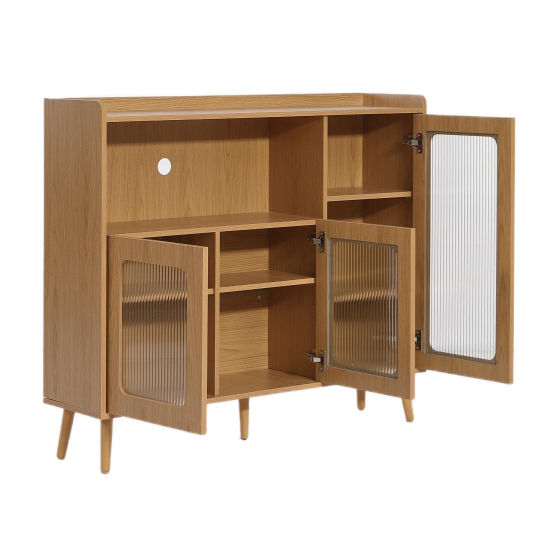 タイムセール！新作のキャビネット　扉付き　食器棚　木目調　NATURAL