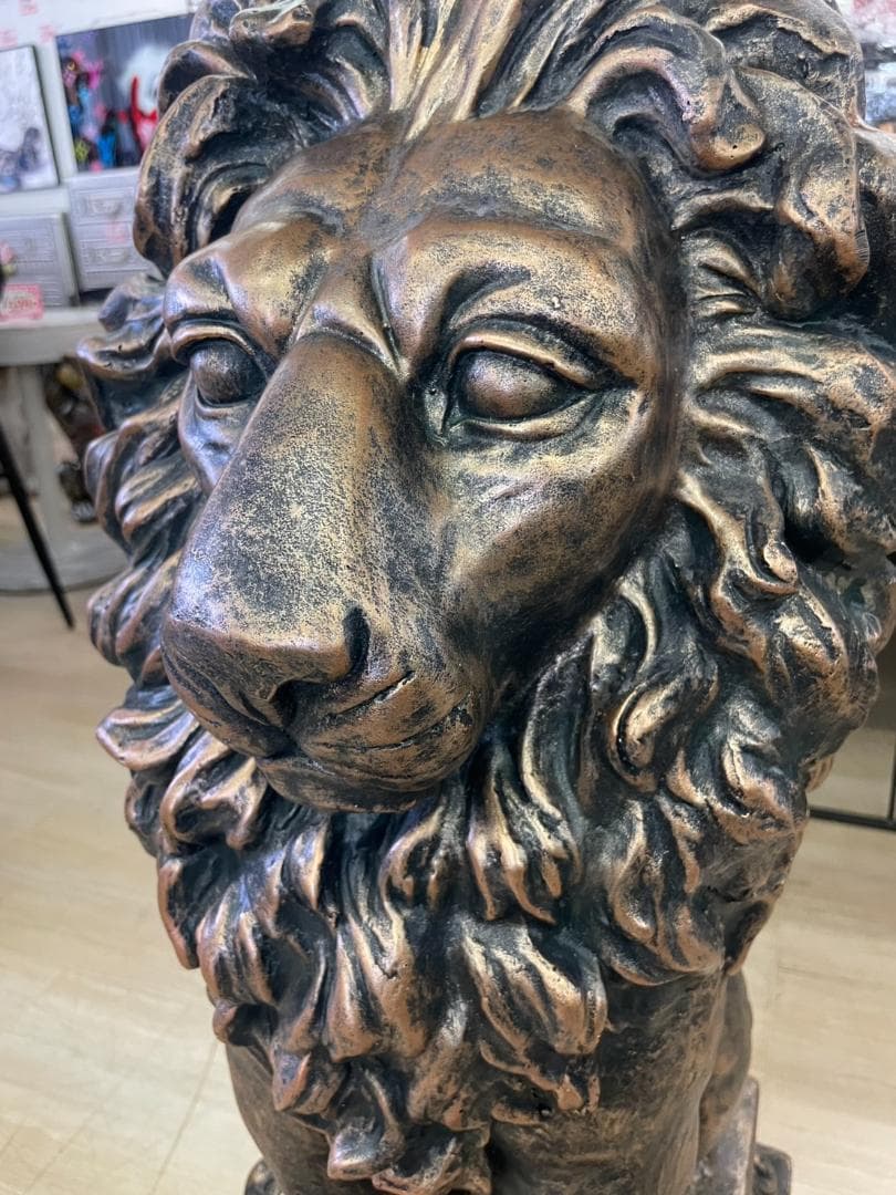 ガーデンオブジェ　ライオン　クラウン　ヨーロピアン　園芸　アンティーク　置物　庭