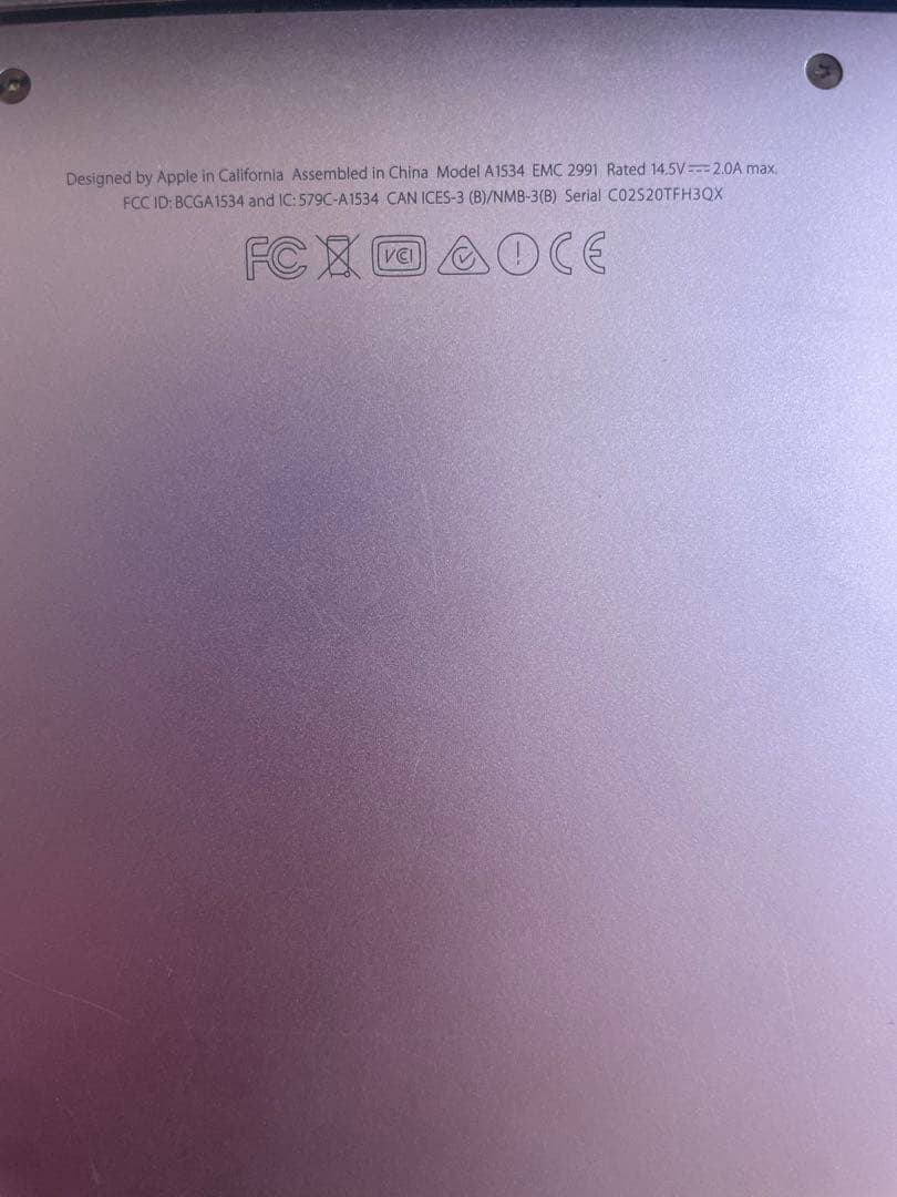 MacBook（A1534）初期化済み