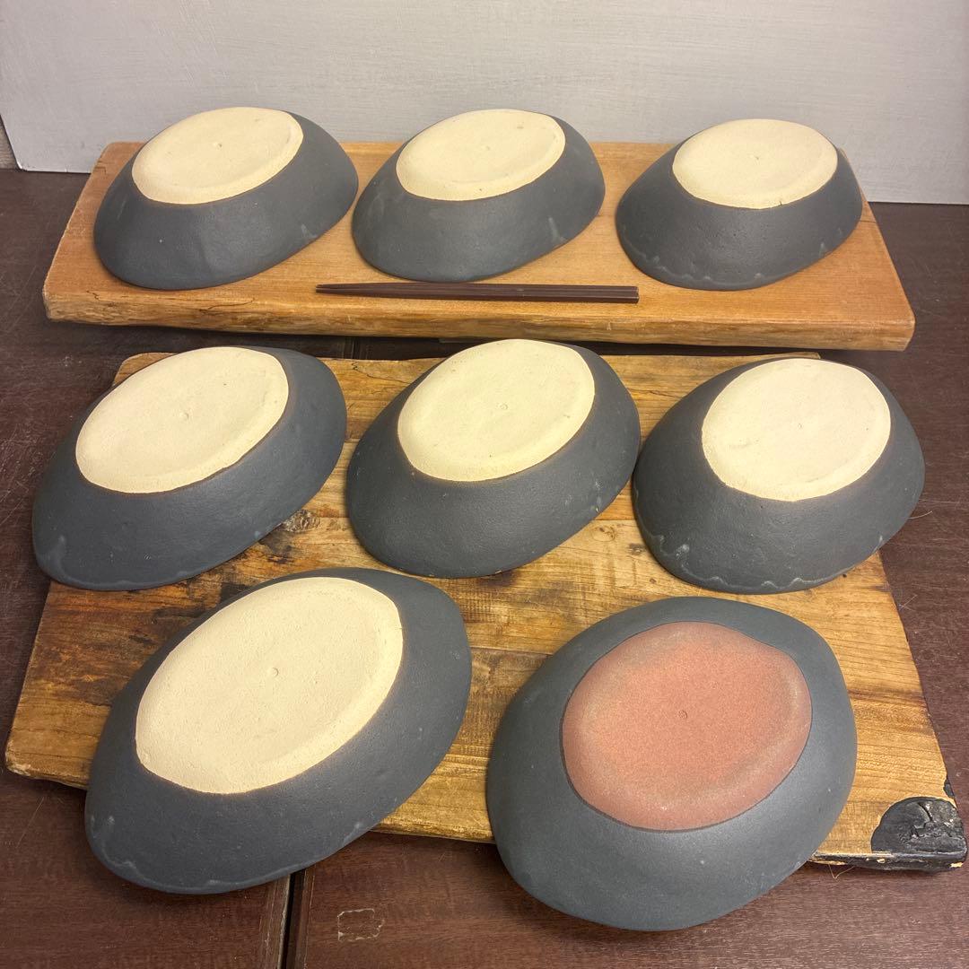 新品　陶器　陶芸作家　楕円鉢8枚　667
