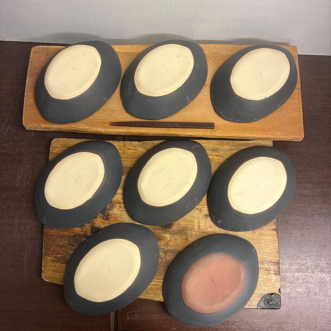 新品　陶器　陶芸作家　楕円鉢8枚　667