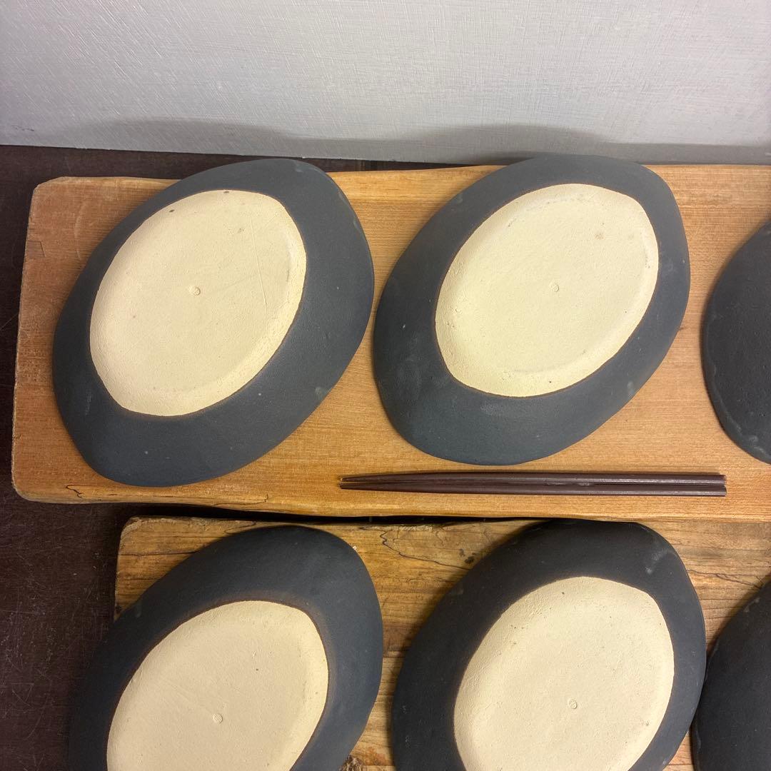 新品　陶器　陶芸作家　楕円鉢8枚　667