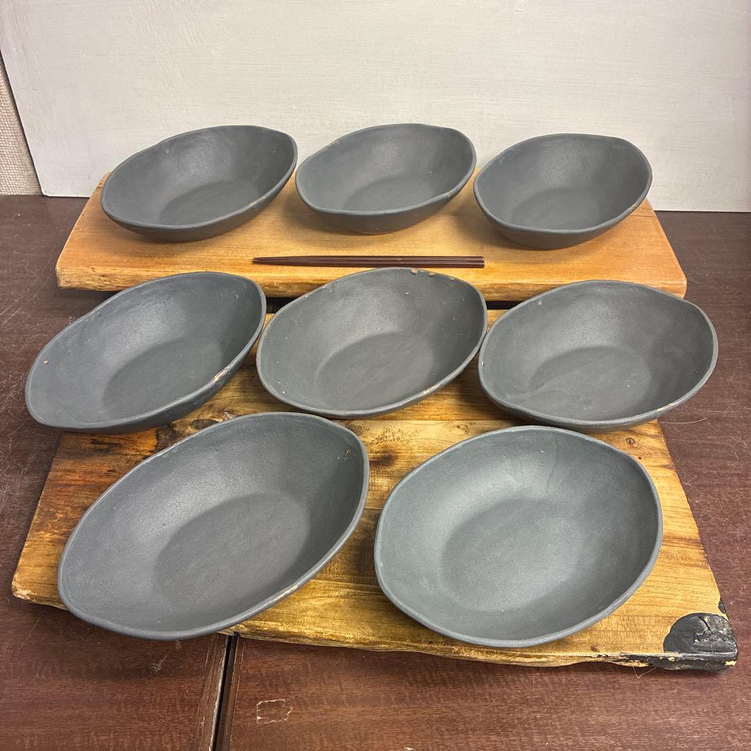 新品　陶器　陶芸作家　楕円鉢8枚　667