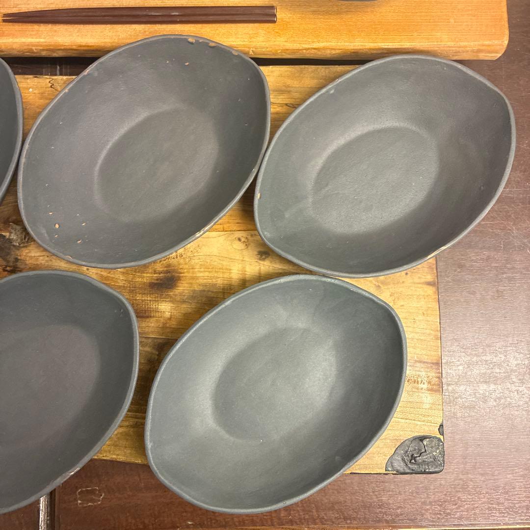 新品　陶器　陶芸作家　楕円鉢8枚　667