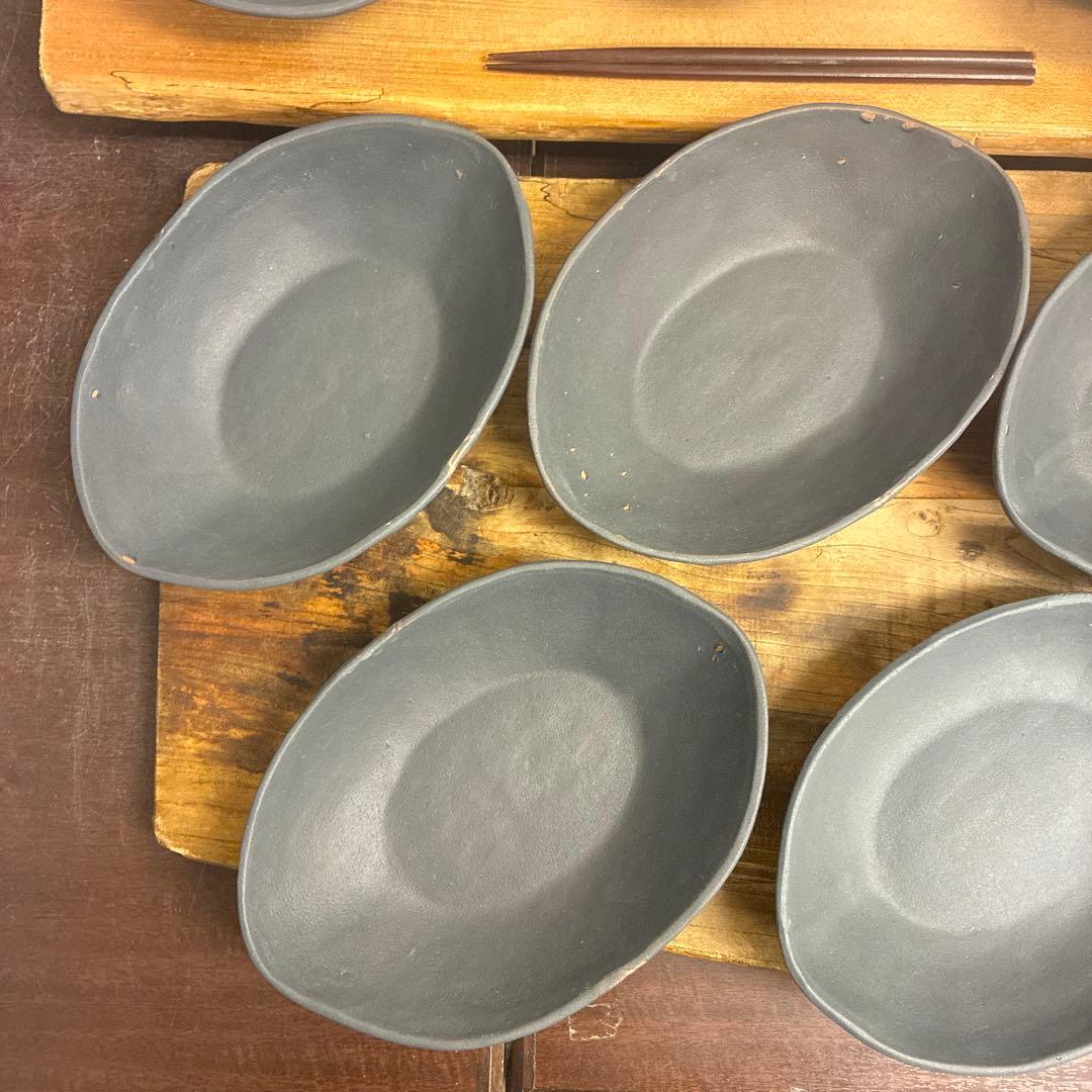 新品　陶器　陶芸作家　楕円鉢8枚　667