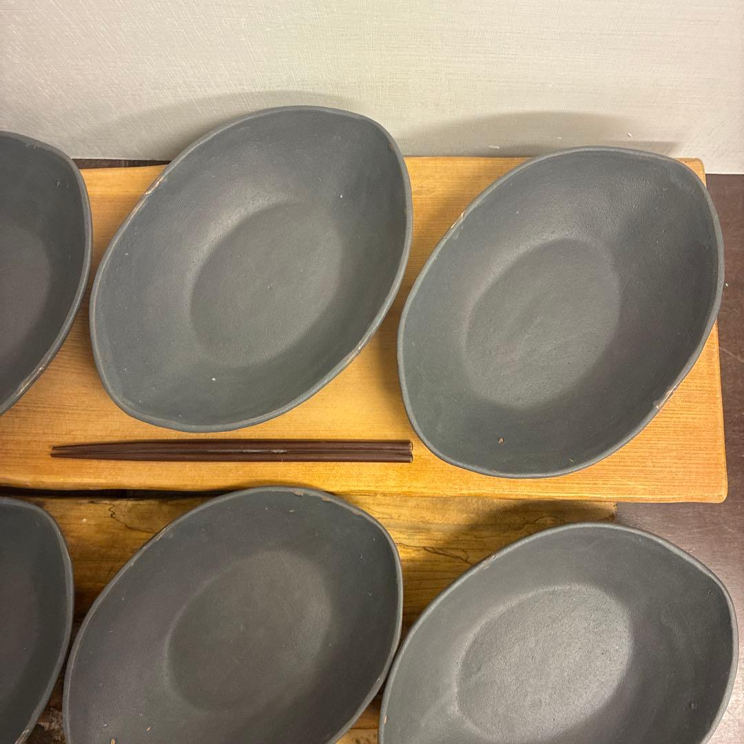 新品　陶器　陶芸作家　楕円鉢8枚　667