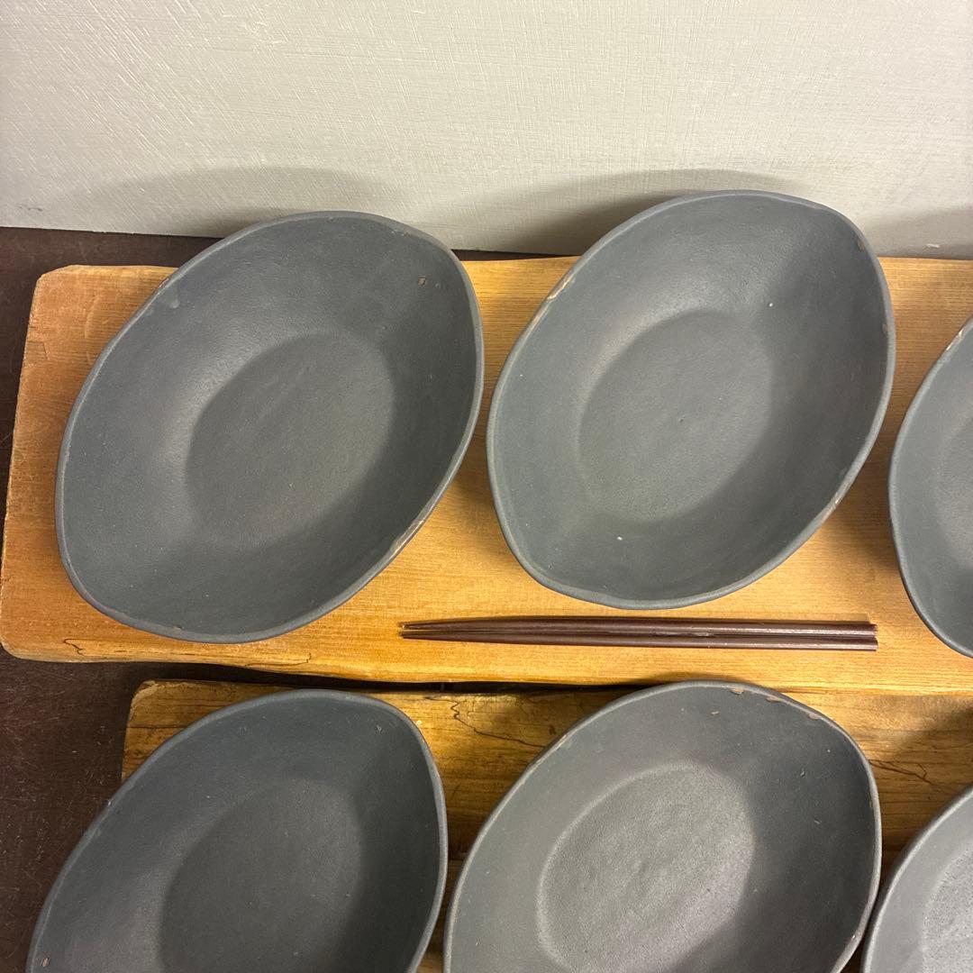 新品　陶器　陶芸作家　楕円鉢8枚　667