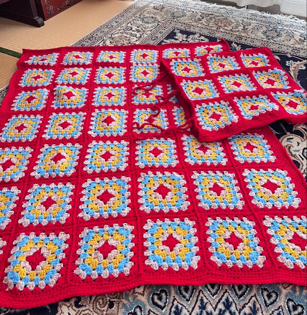 モチーフ編み♪カラフルグラニースクエアブランケット&クッションカバー