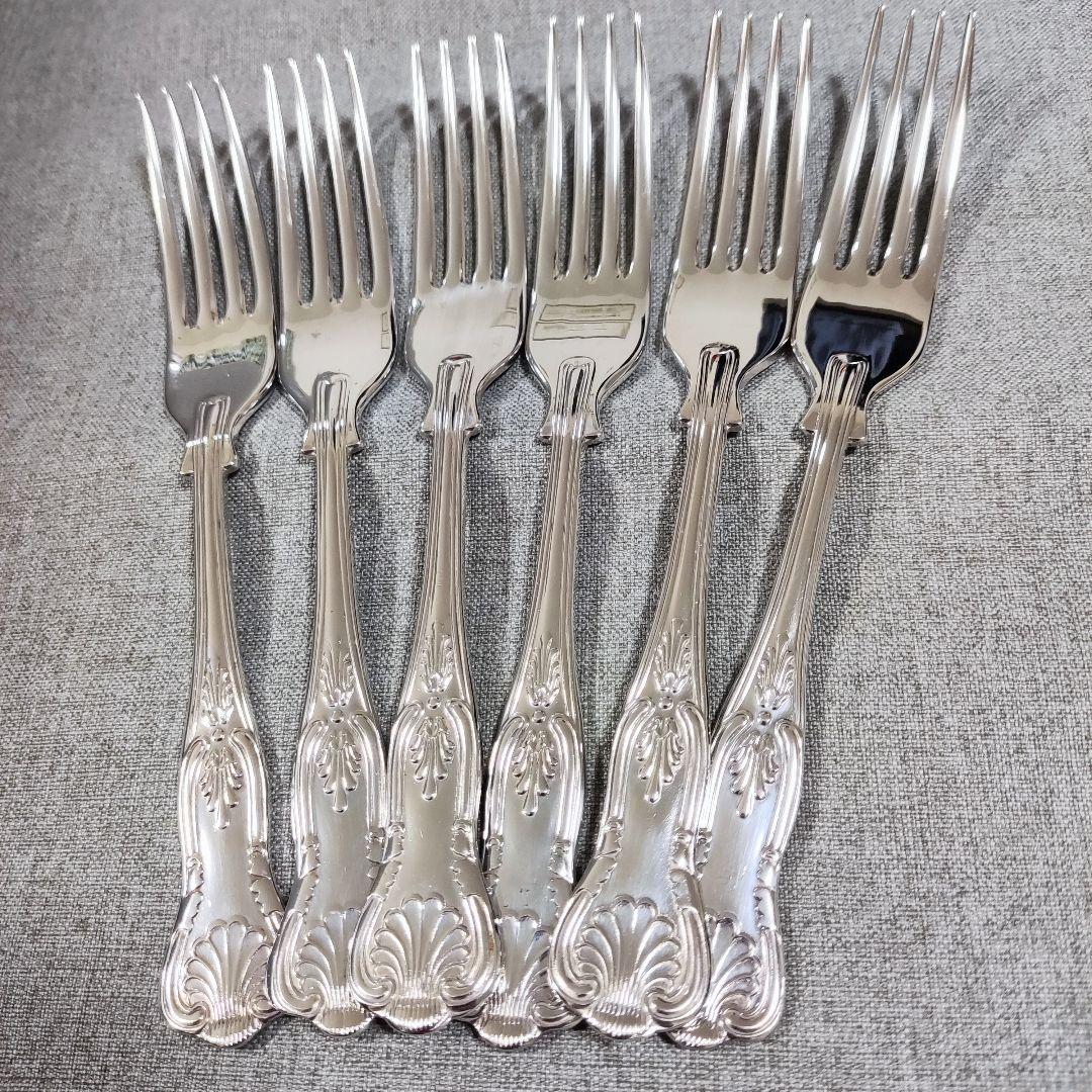 英国　キングスパターン　シルバープレートフォーク　デザートフォーク18.3cm