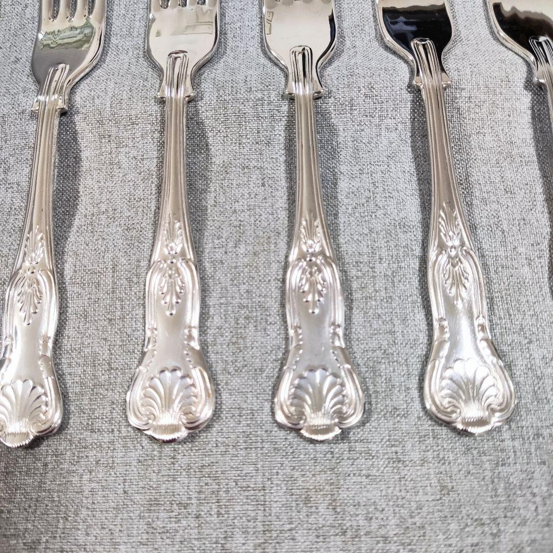 英国　キングスパターン　シルバープレートフォーク　デザートフォーク18.3cm