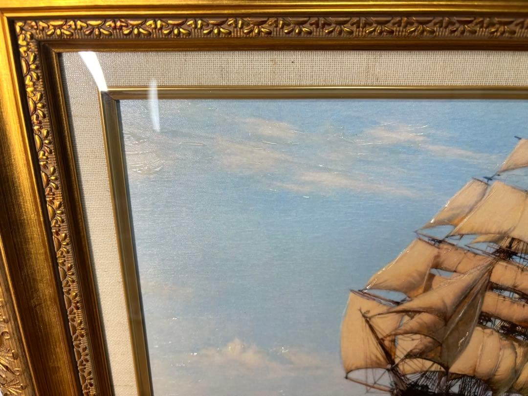 ◆絵画◆帆船◆額サイズ58.5cmx48.5cm◆船◆インテリア◆アンティーク