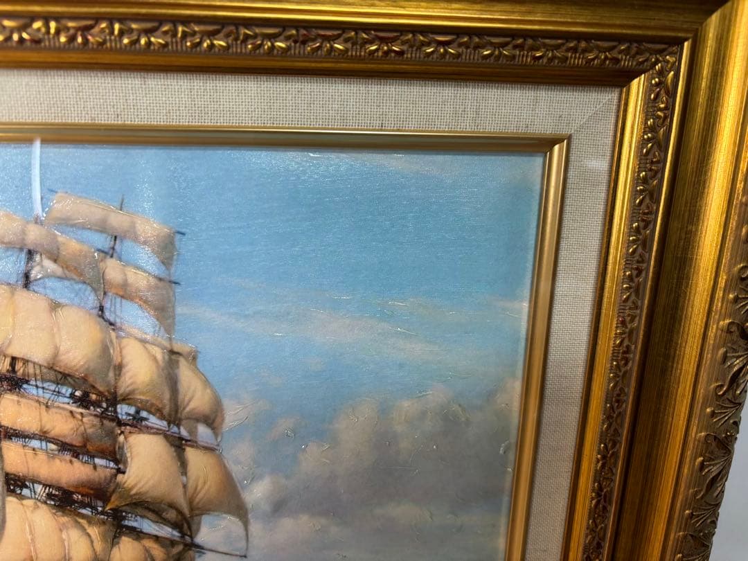 ◆絵画◆帆船◆額サイズ58.5cmx48.5cm◆船◆インテリア◆アンティーク