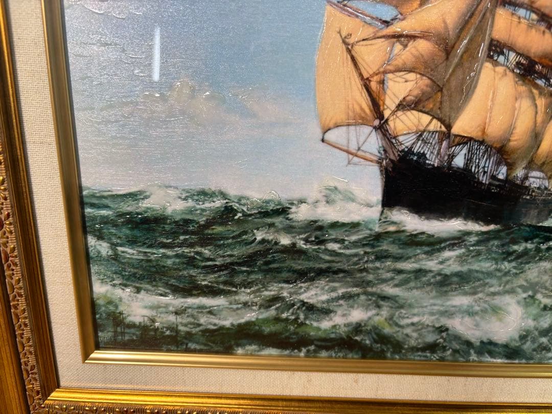 ◆絵画◆帆船◆額サイズ58.5cmx48.5cm◆船◆インテリア◆アンティーク