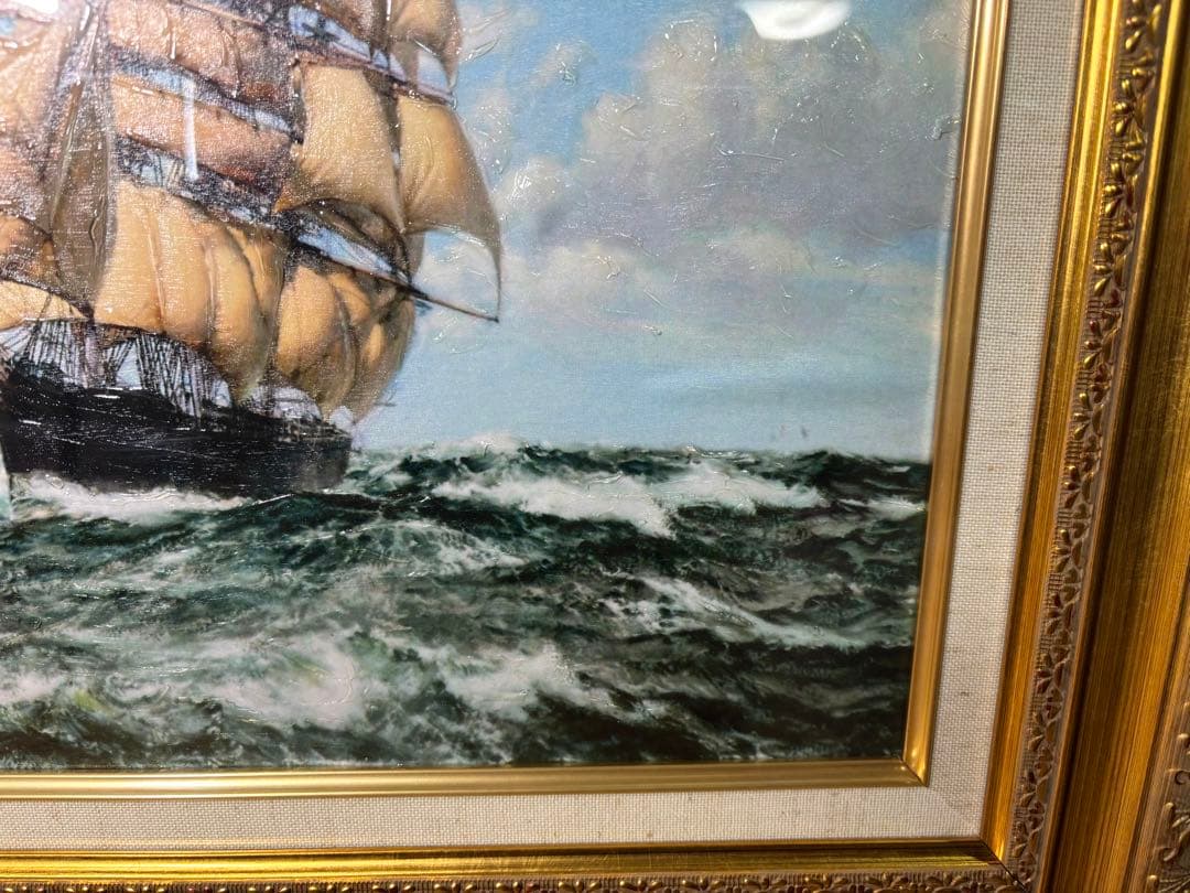 ◆絵画◆帆船◆額サイズ58.5cmx48.5cm◆船◆インテリア◆アンティーク