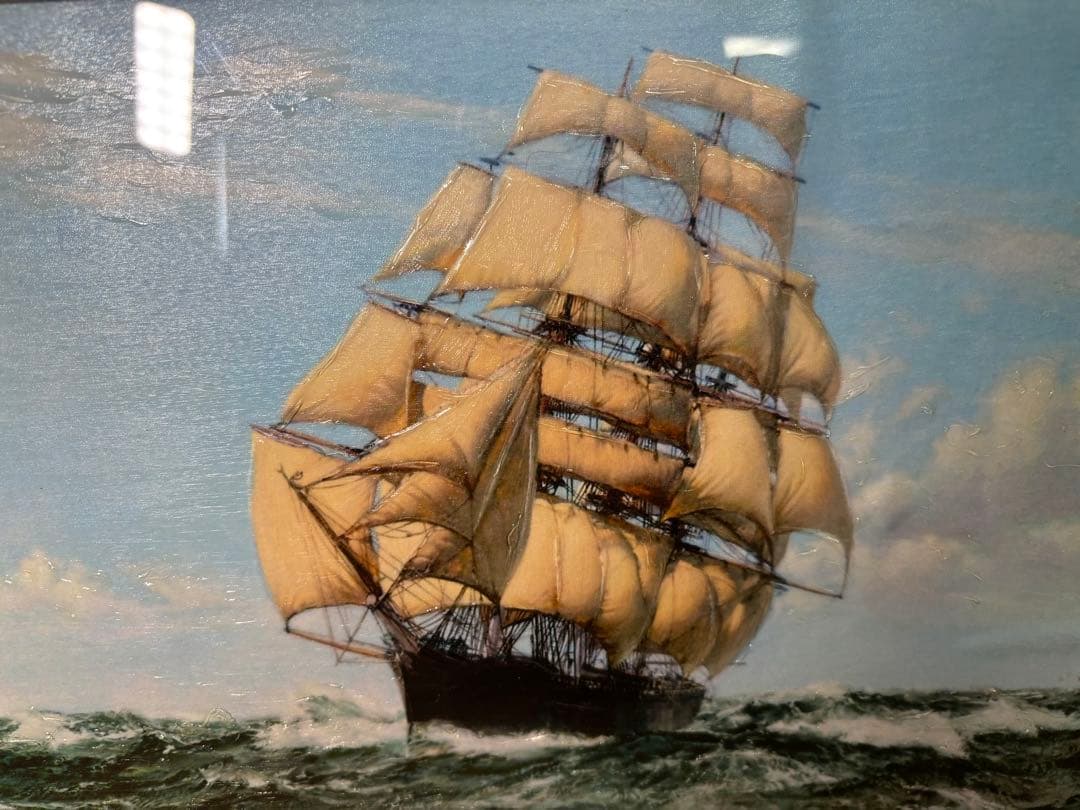 ◆絵画◆帆船◆額サイズ58.5cmx48.5cm◆船◆インテリア◆アンティーク