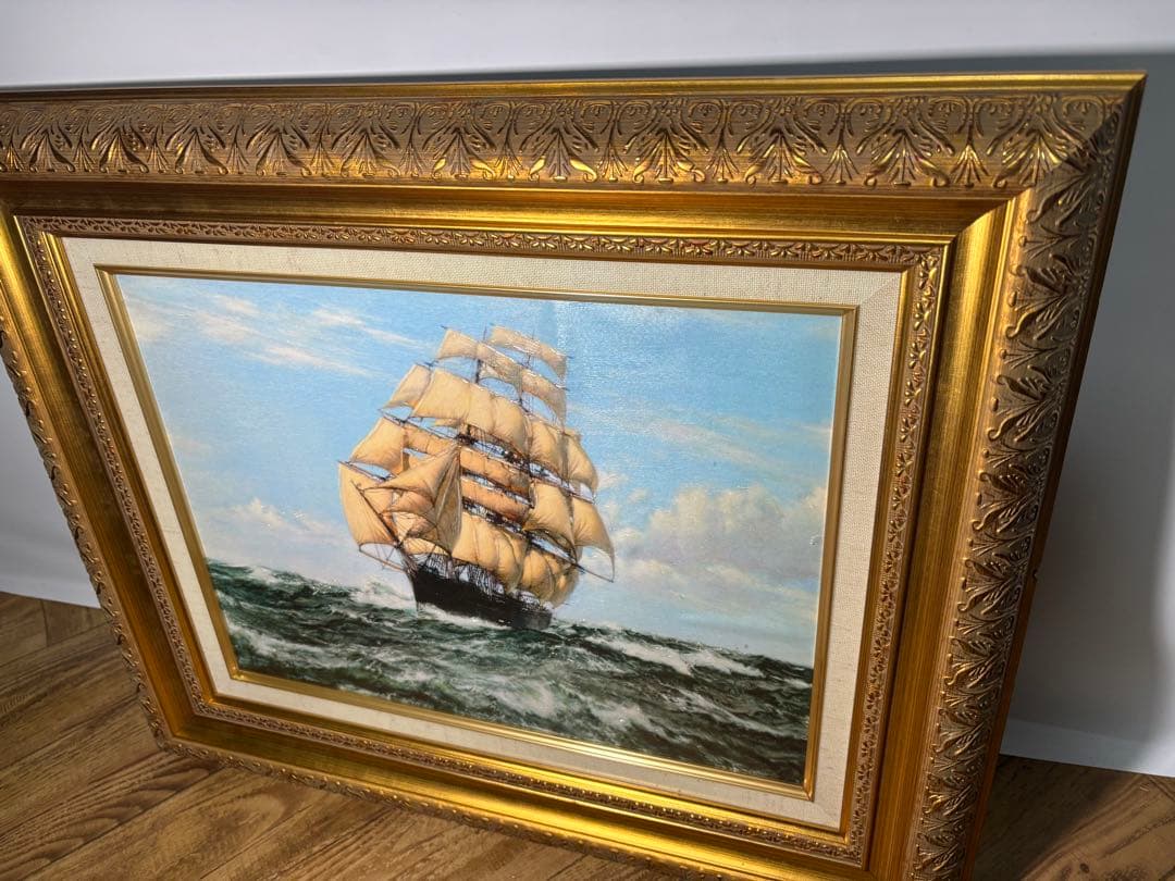 ◆絵画◆帆船◆額サイズ58.5cmx48.5cm◆船◆インテリア◆アンティーク