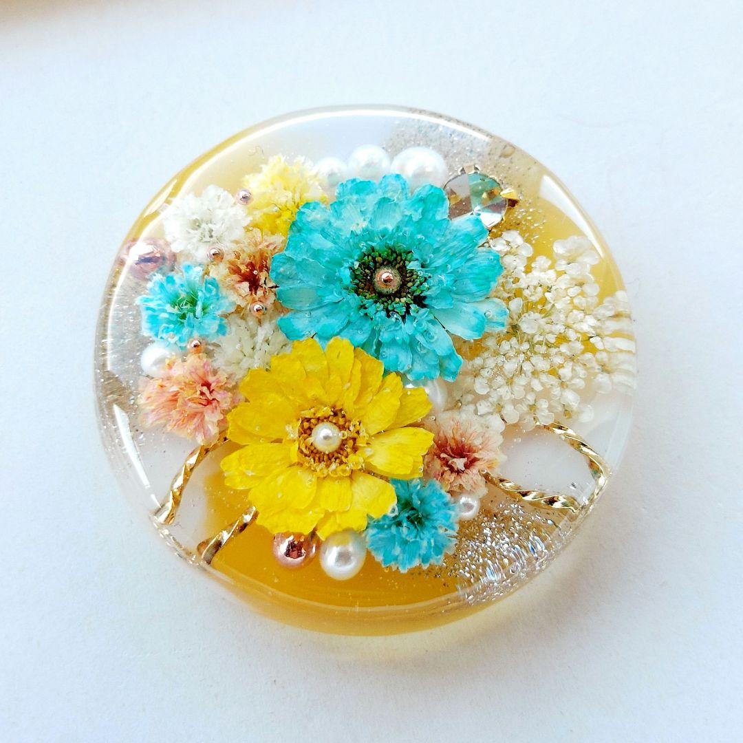 【1252】レジン　マトリカリア　ヘアゴム　ポニーフック　ブロ―チ　ハンドメイド