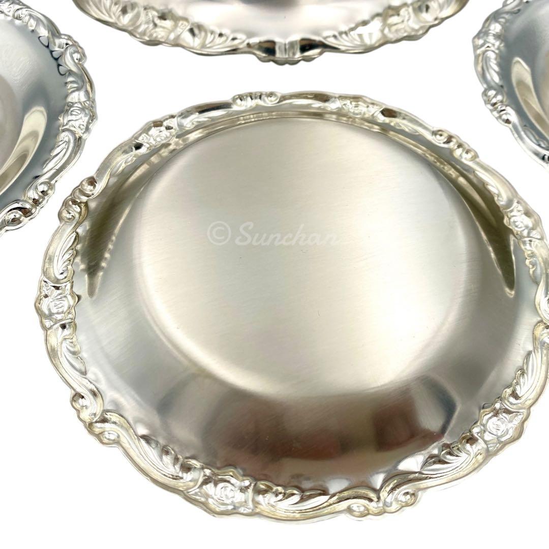 【未使用品】 銀皿 パールシルバー 盛り皿1枚 銘々皿5枚 フォーク5本セット