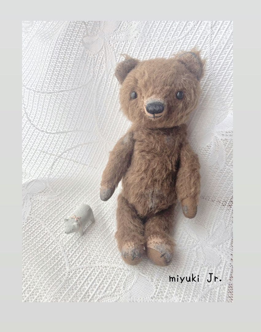 ハンドメイドベア・イギリス天然モヘア・アンティーク仕様・全長26cm