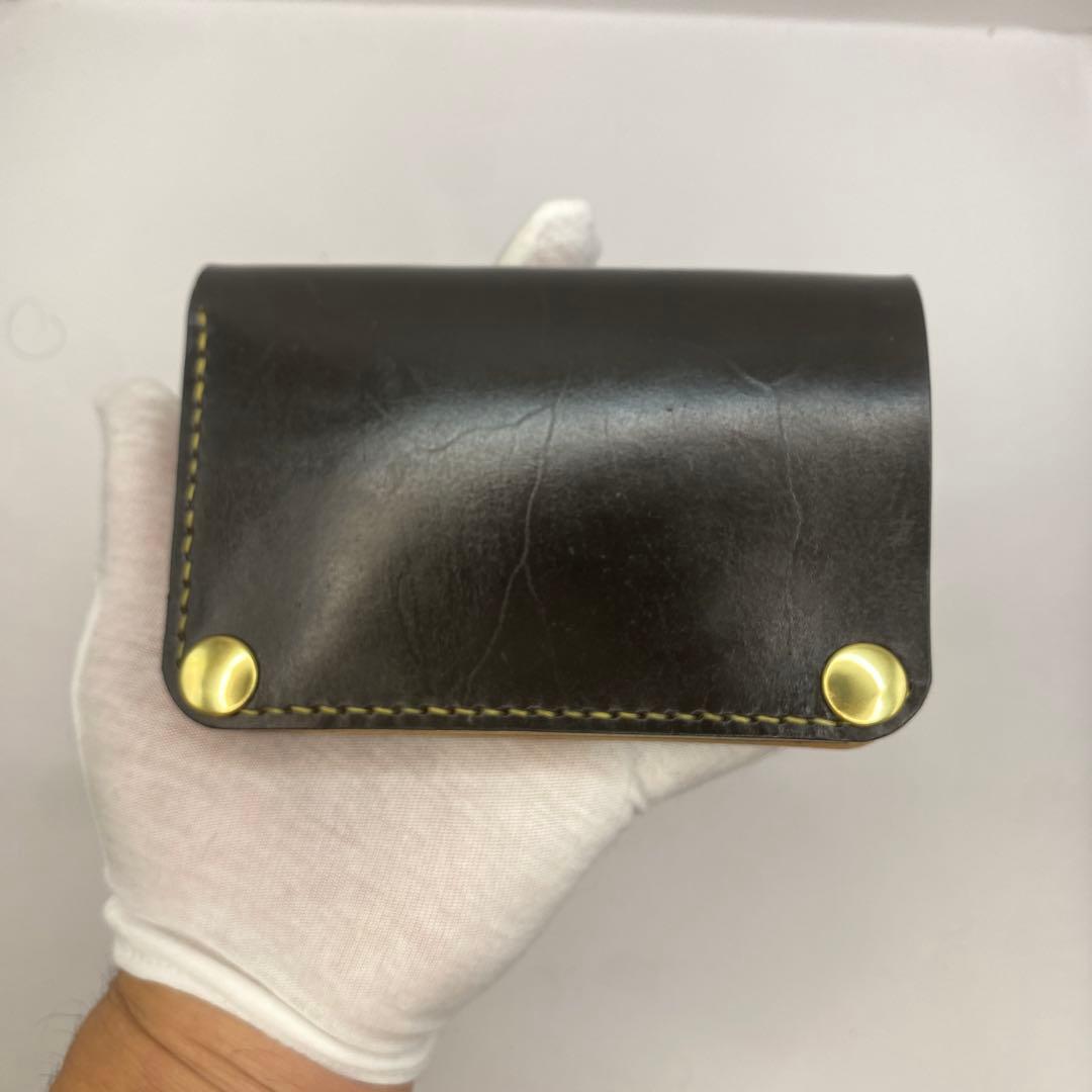 値下【無骨x上質 お札折らず収納】 丘染めブラック ミドルトラッカーウォレット