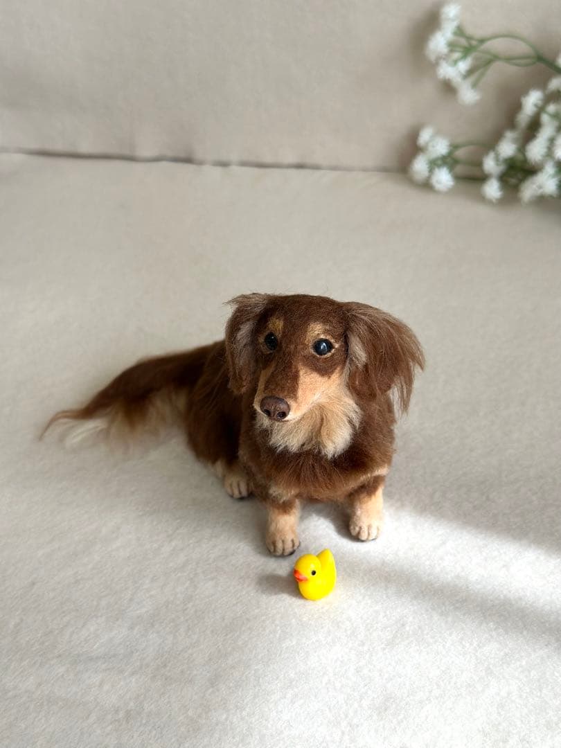 ハンドメイドのダックスフンド（お鼻の色変更できます）チョコタン　羊毛フェルト　犬