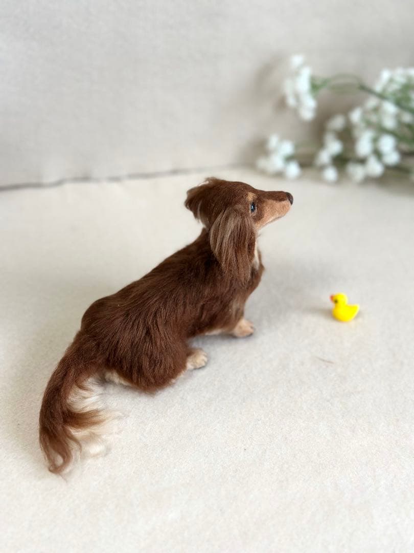 ハンドメイドのダックスフンド（お鼻の色変更できます）チョコタン　羊毛フェルト　犬