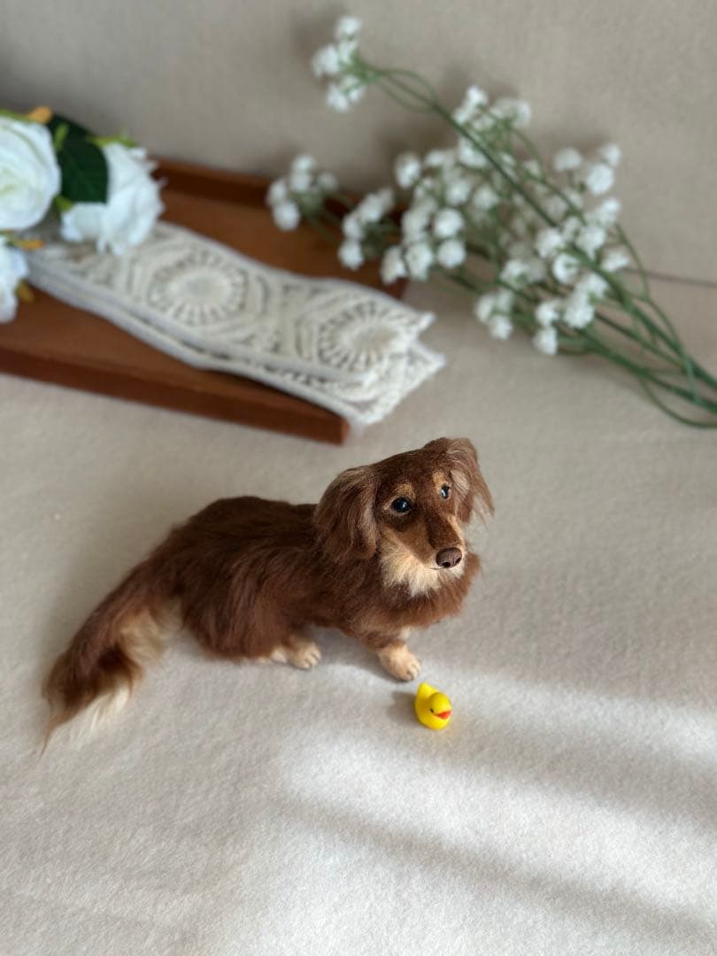 ハンドメイドのダックスフンド（お鼻の色変更できます）チョコタン　羊毛フェルト　犬