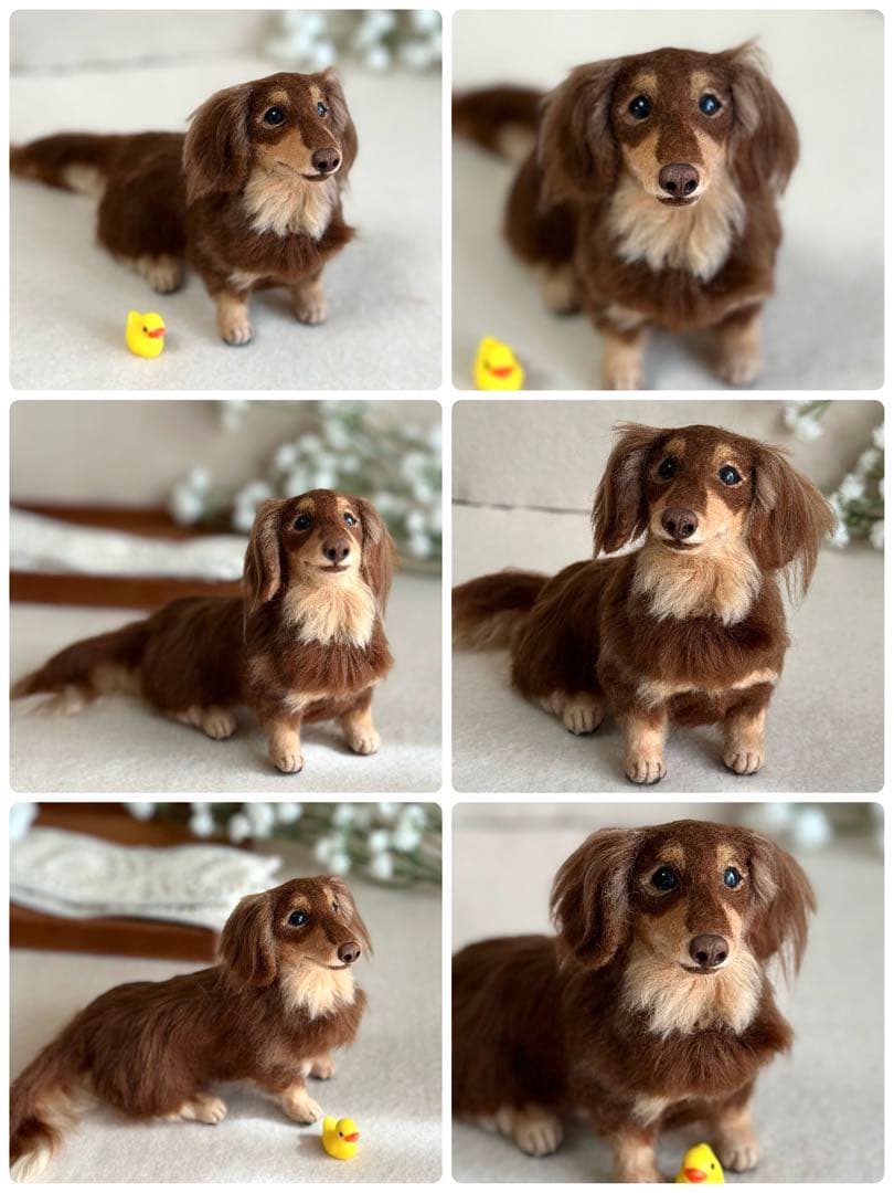 ハンドメイドのダックスフンド（お鼻の色変更できます）チョコタン　羊毛フェルト　犬