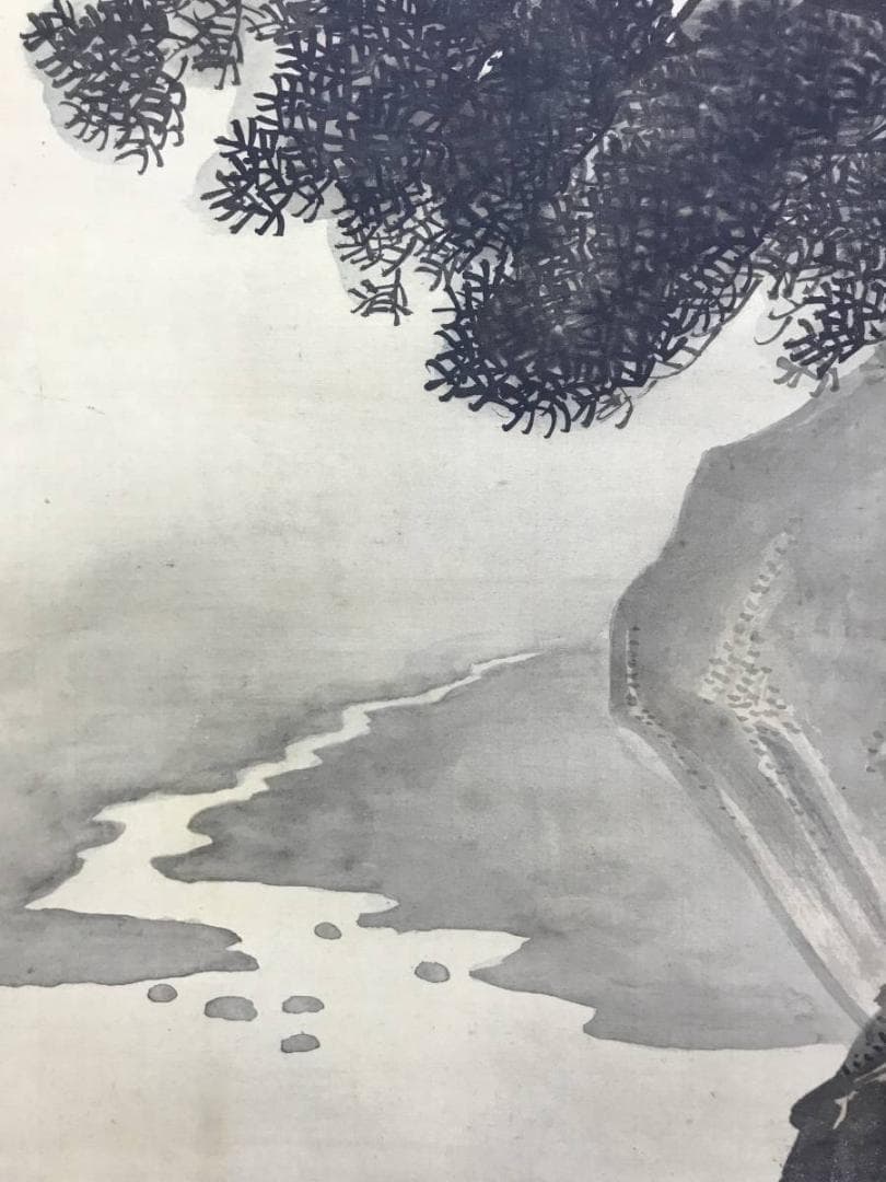 真作/今小路龍川/山水帰漁図/山水図/漁師図/掛軸☆宝船☆AE-429